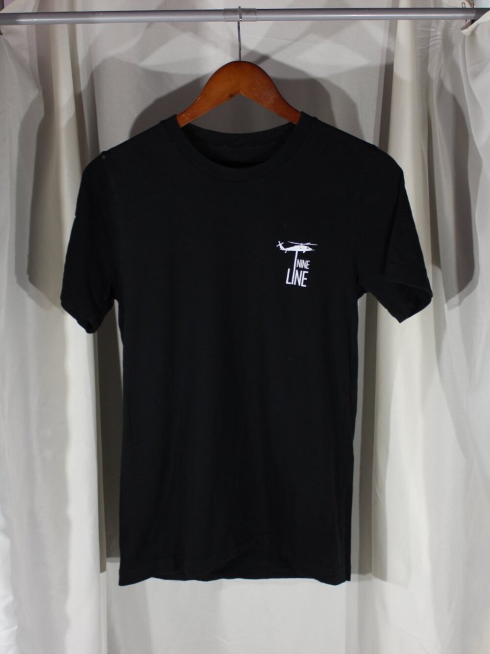 Nine Line Apparel Black Patriotic Flag Design Short Sleeve T-shirt - Size S